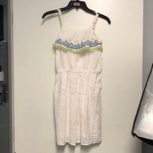 The Children’s Place linen strap fringe neon dress